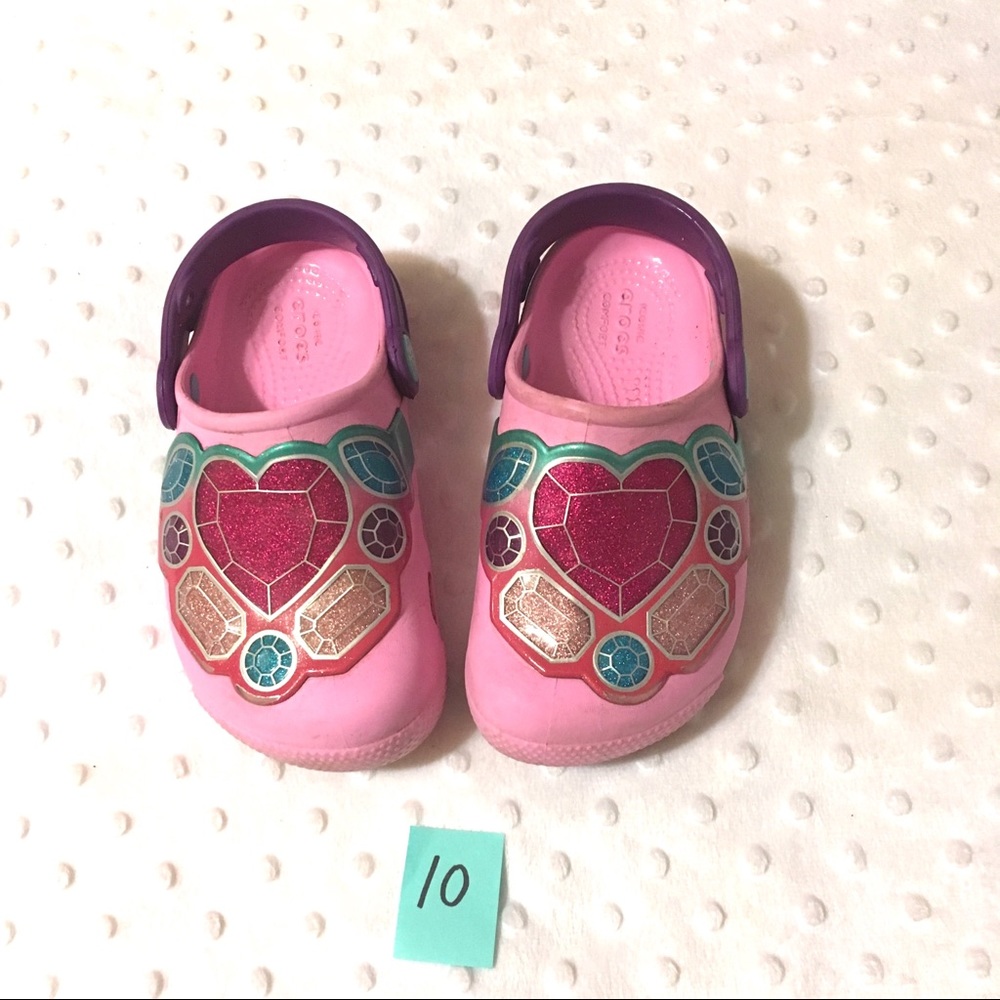 Pink gem light up crocs
